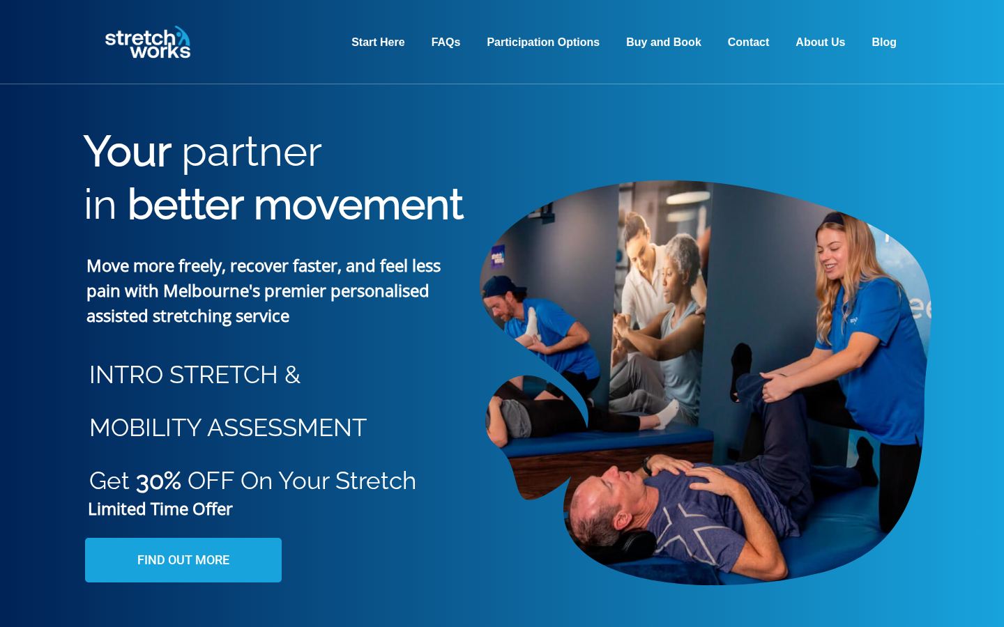 Stretch Works website homepage designed by ibissco